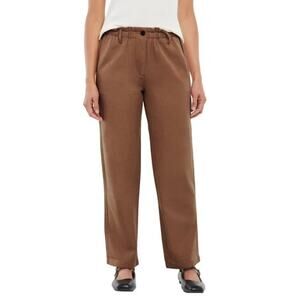 New Gap Women's Easy Twill Pants Sz Large Brown Cotton/Lyocel Lagenlook Capsule